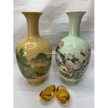 山水/仙桃花瓶
